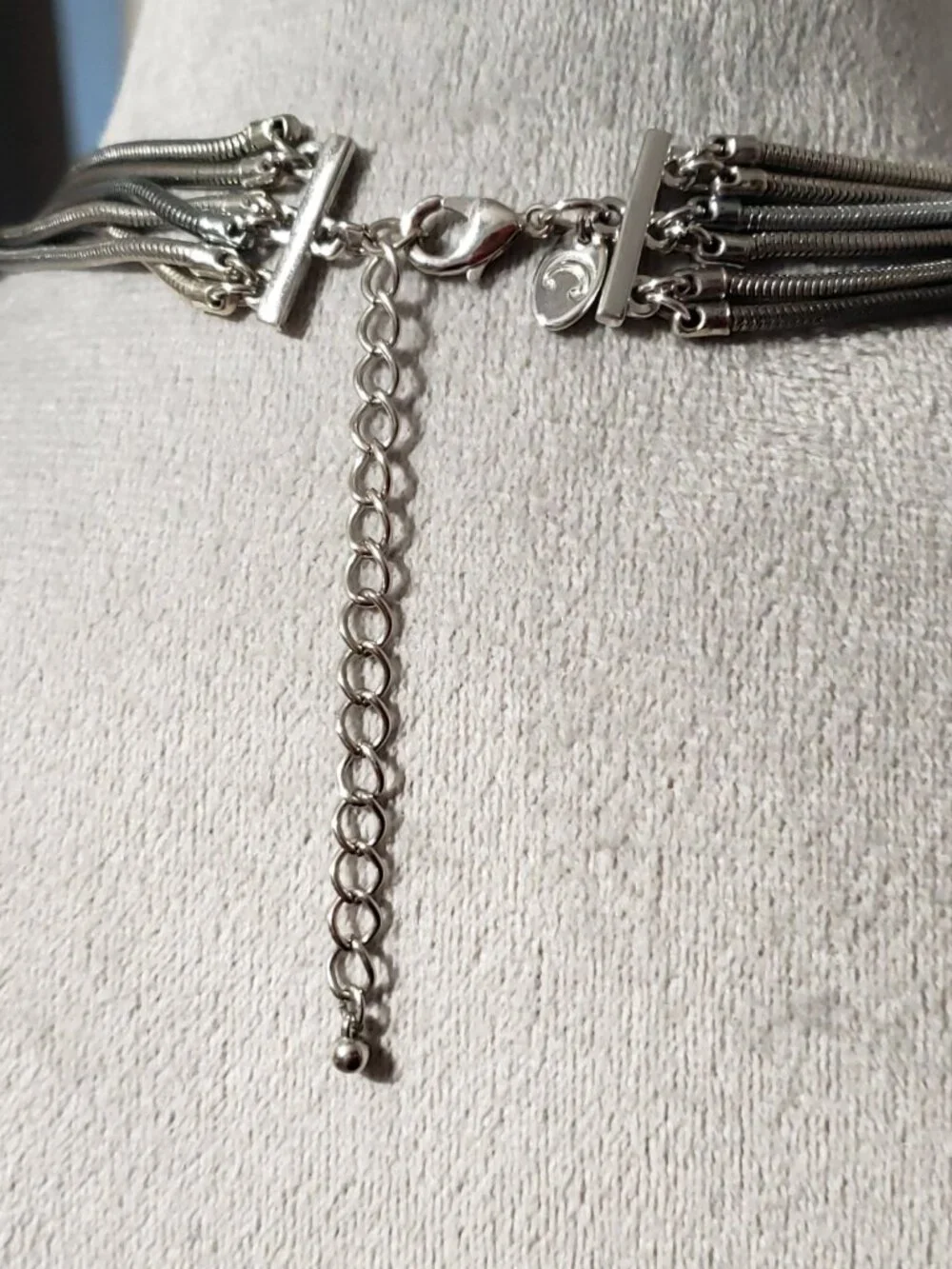Gunmetal‎ Silver Snake Bib Layered Necklace Multi Strand Office Edgy Minimalist
